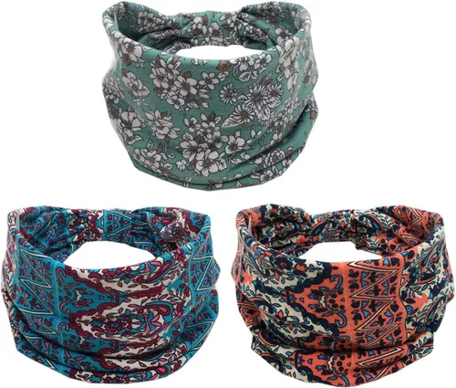 Miniatura 8 de K-Elewon Paquete de 3 diademas elásticas anchas para mujer, bandas para el cabello para yoga, deportes