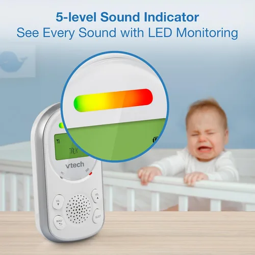 Miniatura 10 de VTech Monitor de audio digital para bebés con 2 unidades para padres, luz nocturna que brilla en el techo, hasta 1,000 pies de alcance, alerta