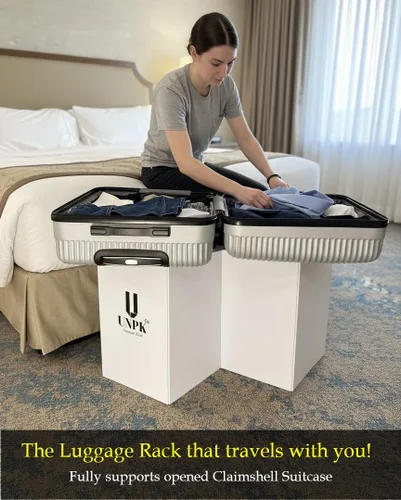 Miniatura 6 de Portaequipajes portátil para viajes, soporte plegable para maleta que se adapta al interior del equipaje, soporte ligero para maletas para hoteles