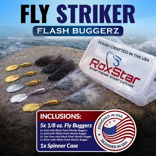 Miniatura 2 de RoxStar Fly Strikers Blue Series - Hand-Crafted in The USA - Proven Nationwide Most Versatile Fishing Spinner for Bass, Trout, Pike, Steelhead- Stop