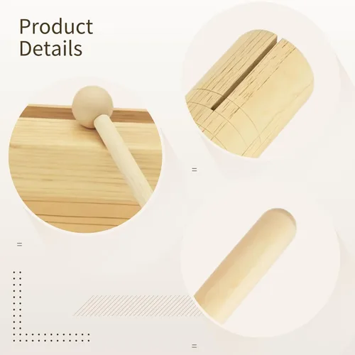Miniatura 2 de Juego de bloques de madera de percusión, 5 bloques de madera y 5 bloques de un solo tono para clases de música, 7.9 x 1.6 x 1.6 pulgadas