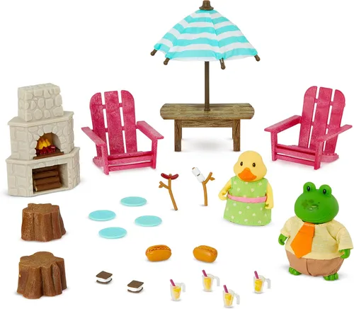 Miniatura 6 de Li'l Woodzeez – Juego de muebles para casa de muñecas – 2 figuras articulables – Juguete de casa de juegos de baño y lavandería – Juego de rol