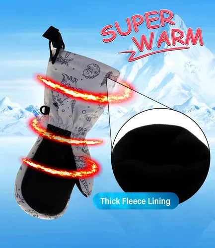 Miniatura 2 de Duoyeree Guantes impermeables para niños con forro polar para niños y niñas invierno nieve y esquí gruesos aislados para clima frío