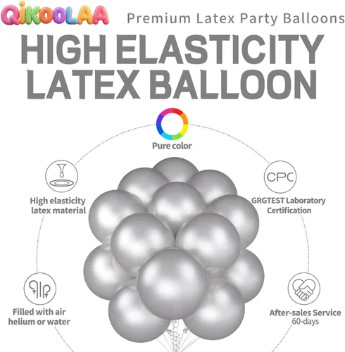 Miniatura 2 de 32 globos grandes de color plata perla de 18 pulgadas, globos redondos de látex grandes plateados para decoración de cumpleaños y boda. C16-perla