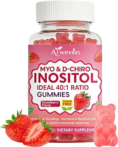 Gomitas de mio-inositol y D-Chiro inositol proporción 40:1 - Suplemento de equilibrio hormonal para mujeres - Apoyo ovárico y fertilidad con