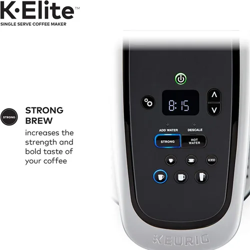 Miniatura 7 de Keurig C K-Elite Maker, cafetera de cápsulas K-Cup de una sola porción, con capacidad de café helado, extra incluida, 75 onzas, paquete de filtros