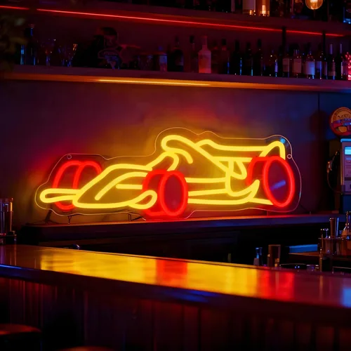 Letrero de neón de auto de carreras para decoración de pared, letras iluminadas LED, letrero LED de auto de carreras, regalos para fiestas de