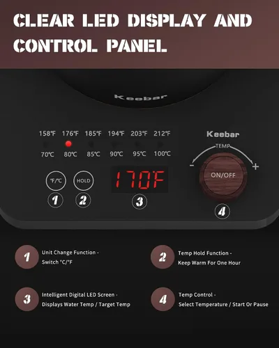 Miniatura 2 de Hervidor eléctrico, hervidor eléctrico de cuello de cisne con 6 ajustes preestablecidos de temperatura y pantalla LED, 0.8L/27.05oz, pico ultrafino