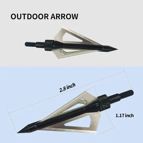 Miniatura 2 de Puntas anchas de tiro con arco, 100 granos atornillados con flecha, 3 cuchillas, cabezas de caza, puntas de flecha compatibles con ballesta y arco