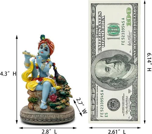 Miniatura 6 de Estatua hindú de Dios Señor Krishna – 4.3 pulgadas de alto, ídolo indio Krishna, escultura para oficina en casa, templo mandir, regalos Puja