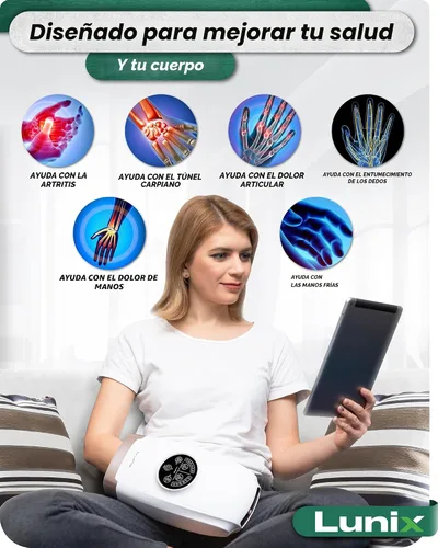 Miniatura 6 de Lunix Masajeador de manos LX3, máquina de masaje de manos Shiatsu con calor y compresión, terapia de punto de presión de 6 niveles para artritis