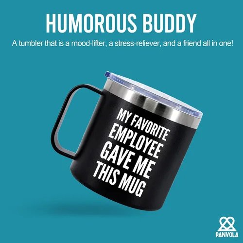 Miniatura 3 de Taza de café aislada de 14 onzas con asa y tapa, regalo para jefes, gerente de empleador de parte de un compañero de trabajo, vaso térmico de acero