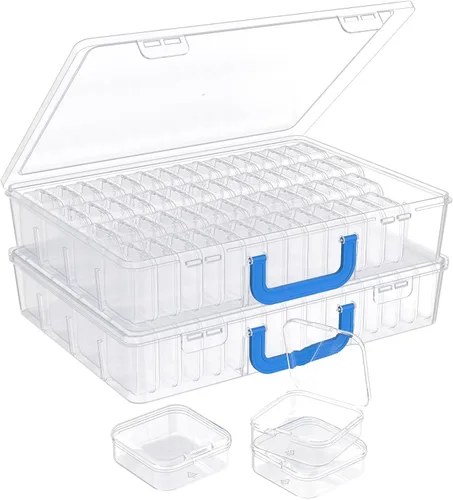 Miniatura 16 de Caja organizadora de cuentas, 28 recipientes pequeños de plástico transparente, 1 caja organizadora grande de manualidades, 1 etiqueta de hoja