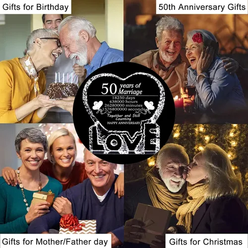 Miniatura 5 de ZHSHWAT Regalos de cristal para aniversario de boda, 50 aniversario de boda, San Valentín, regalos de la madre para mujeres, hombres, mamá, papá