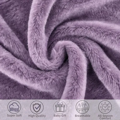 Miniatura 5 de Pro Goleem Manta de vellón para bebé con ribete satinado de 2 pulgadas, manta de felpa suave para niños y niñas para bebés, color morado, 30 x 40