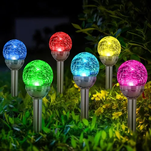 Miniatura 9 de Solpex - Luces solares de jardín para exteriores, paquete de 3 unidades, multicolor, cambio de color y blanco, 2 modos, bola de vidrio alimentada