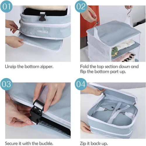 Miniatura 94 de TABITORA - Estantería portátil y plegable de gran capacidad con ganchos para colgar, ideal como almacenamiento para viajes