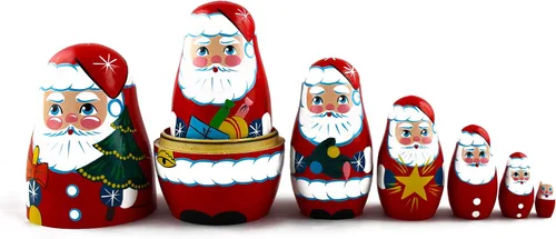Miniatura 6 de Muñecos de anidación de madera de Papá Noel de Navidad, 7 piezas, decoración de Navidad de Papá Noel, ideas de regalos de muñecas - Matryoshka
