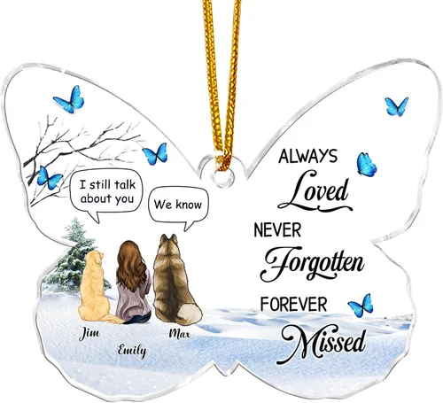 Miniatura 10 de Gossby Adorno conmemorativo de perro en forma de mariposa de acrílico personalizado – Regalo personalizado de condolencias de perro con diseño