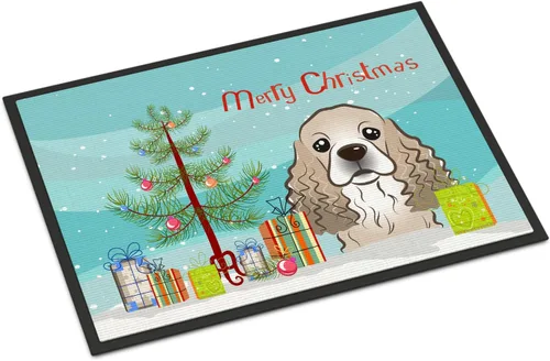 Miniatura 45 de Caroline's Treasures BB1616MAT - Tapete para puerta delantera de árbol de Navidad y sabueso afgano de 18 x 27 pulgadas, para interiores
