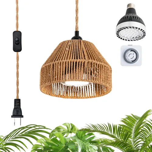 Miniatura 10 de Luces de cultivo para plantas de interior, luz de espectro completo para plantas, con temporizador y cable de alimentación de 15 pies, luces