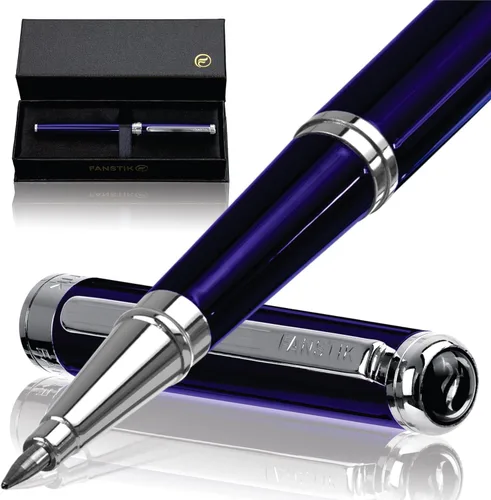 Miniatura 32 de FANSTIK Bolígrafo de lujo negro y dorado, juego de regalo elegante para mujeres, chapado en oro real de 24 quilates, juego de regalo profesional