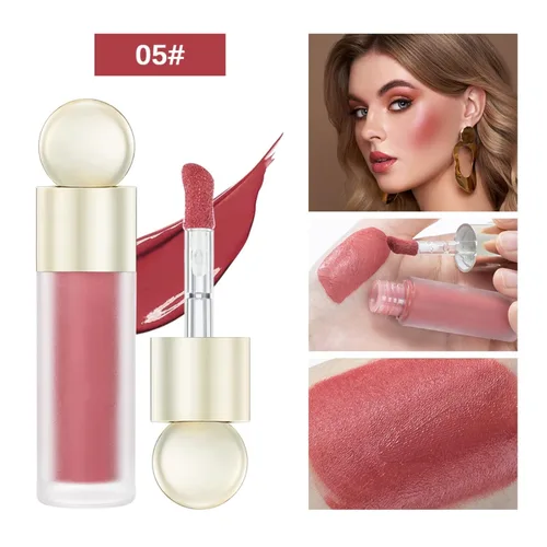 Miniatura 5 de Rubor líquido, maquillaje en crema líquida mate de doble uso para mejillas y labios, de larga duración, a prueba de manchas, rubor facial hidratante