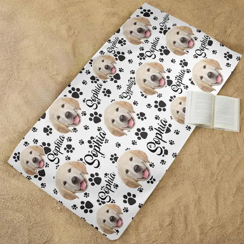 Miniatura 4 de MyPupSocks Toallas de playa personalizadas para niños y adultos, toalla de piscina con nombre y cara de perro, regalos personalizados con nombre