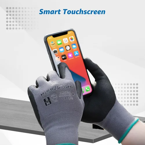 Miniatura 5 de Guantes de trabajo de seguridad MANUSAGE para hombres y mujeres, guantes de trabajo de nitrilo de microespuma XLarge, guantes de trabajo delgados