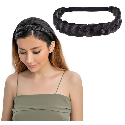 Miniatura 10 de Diadema trenzada para mujer, 3 hebras, sintéticas, trenzadas, diademas elásticas para el cabello, accesorios para el cabello a la moda