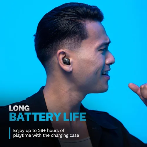 Miniatura 5 de JLab Go Air Pop+ Auriculares Bluetooth inalámbricos verdaderos en negro más puntas de auriculares mnemónicos de espuma de nube