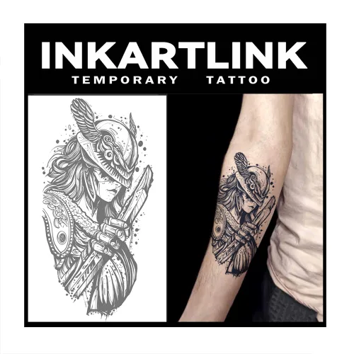 Miniatura 9 de INKARTLINK Tattoo Tech, 2 hojas de tatuaje semipermanente mediano, tatuajes temporales de diseño artístico para adultos, dura 1-2 semanas