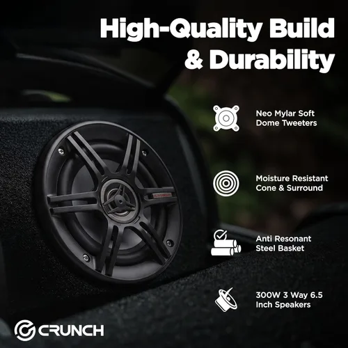 Miniatura 3 de Crunch 1 par de altavoces de rango completo de 6.5 pulgadas, juego de altavoces coaxiales de la serie CS con potencia máxima de 300 W y diseño de 3