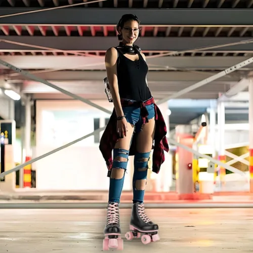 Miniatura 2 de Silvertree Patines de ruedas para mujeres y hombres de cuero de poliuretano de alta calidad para adultos, patines de derby de ruedas ligeras