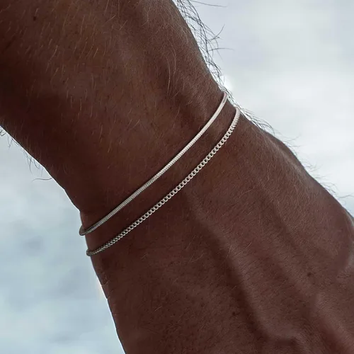Miniatura 3 de Moodear Christmas Gifts Stackable Bracelets for Men - Dainty Silver Cuban Link Stackable Snake Chain Stainless Steel Bracelets Trendy Jewelry Gift