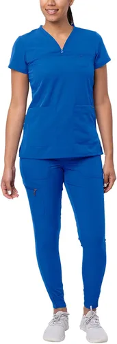 Adar Pro - Conjunto de ropa quirúrgica que facilita el movimiento para mujer, blusa quirúrgica con cuello en V en corazón y pantalón quirúrgico