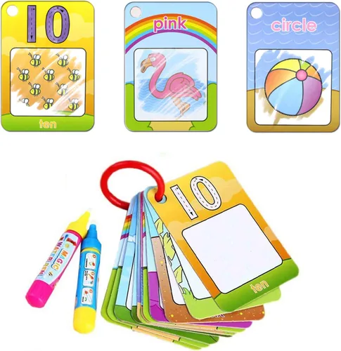 Tarjetas de colorear con agua Coolplay, tarjetas de aprendizaje de números y formas, color para niños pequeños, juguete de pintura con agua para