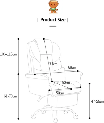 Miniatura 2 de Big and Tall Bonded Leatherreclining Office Chair Task Chair,400Lbs Computer Ergonomic Desk Chair High Back All Day Comfort Ergonomic Lumbar Support