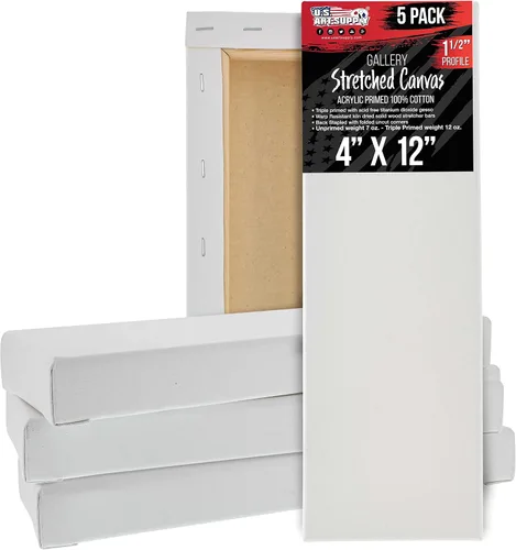 Miniatura 10 de U.S. Art Supply Lienzo estirado mediano para pintar de 12 x 48 pulgadas, profundidad de galería de 1-1/2 pulgadas de grosor, paquete de 2 – triple