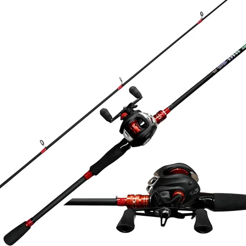 Kilitn Combo de Caña de Pescar y Carrete, Combo de Baitcasting Carrete de Baitcast, 6 Pies 7 Pies 2 Piezas, Caña de Fibra de Carbono Envuelta en