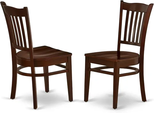 Miniatura 4 de East West Furniture ANGR3-MAH-W - Juego de comedor de 3 piezas para espacios pequeños que contiene una mesa de comedor redonda con pedestal y 2