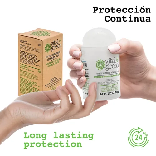 Miniatura 3 de Vital Green Thai Crystal Potassium Alum Desodorante – Desodorante mineral sin perfume para hombres, mujeres y atletas, 3.53 oz / 100 g (1 unidad)
