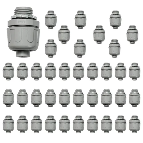 Miniatura 8 de Conectores de conducto, conector hermético de líquido de 1/2 pulgada NPT no metálico para accesorios de conducto flexible eléctrico de PVC, 180