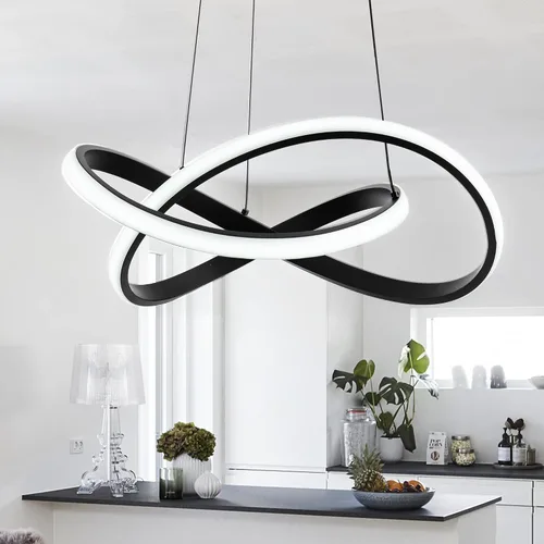 Miniatura 11 de MAYNA Moderno candelabro de anillo para comedor, lámpara colgante LED regulable con control remoto, lámpara irregular para isla de cocina sobre Negro