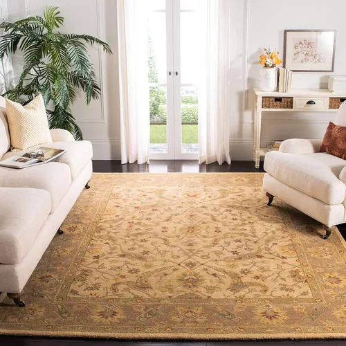 Miniatura 9 de SAFAVIEH Antiquity Collection AT311A - Alfombra decorativa de lana oriental tradicional hecha a mano, 2 x 3 pies, marrón y dorado