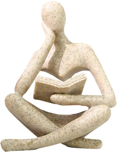 Miniatura 17 de Estatua de mujer de lectura, esculturas de pensador, adorno de arte abstracto, decoración de figura estética moderna, adecuada para el hogar, sala