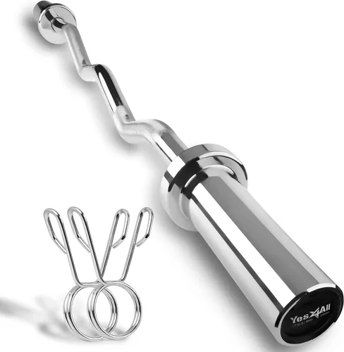 Miniatura 9 de Yes4All Standard Straight Barbell 60" & EZ Curl Bar 47", Capacity 200 to 480 LB, Weight Bar 1" to 2" Diameter - Star Lock Collars, Rubber Ring, I.
