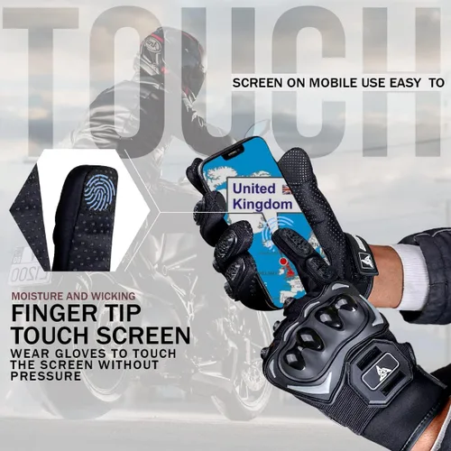 Miniatura 3 de Ultimate Guantes de Motocicleta para Hombres y Mujeres Compatibles con Pantalla Táctil Guantes de Conducción con Cuero Premium, Pantalla Táctil