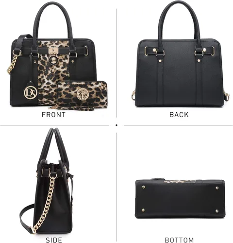 Miniatura 51 de Dasein Bolsos de mano de dos tonos para mujer, bolsos de hombro de cuero vegano, bolsa grande con cartera a juego