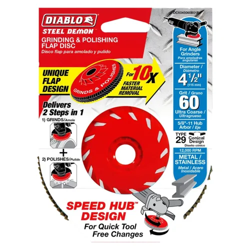 Miniatura 4 de Diablo Disco Demon Flap de acero con cubo estándar para metal, extracción rápida de material y pulido - Ultra grueso, grano 40, diámetro de 4-1/2